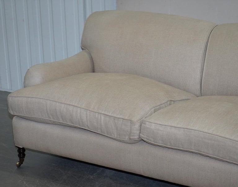 Victorian George Smith Signature Scroll Howard Arm Two, Three Seater Sofa Grey For Sale