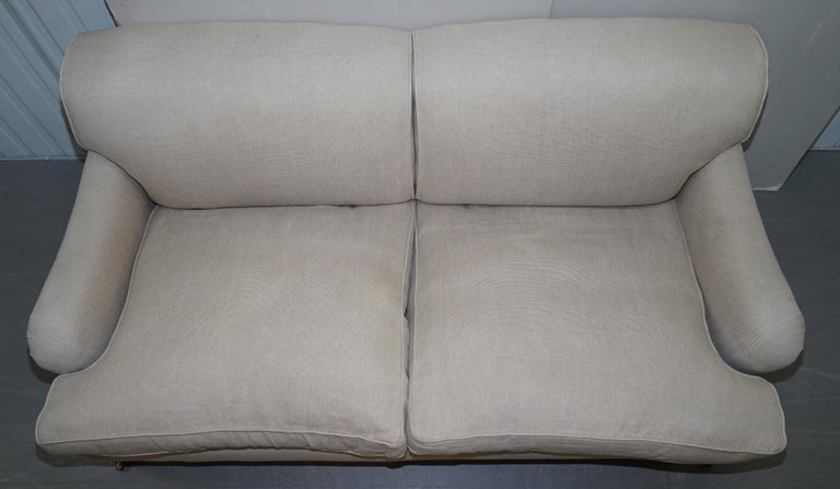 Hand-Crafted George Smith Signature Scroll Howard Arm Two, Three Seater Sofa Grey For Sale