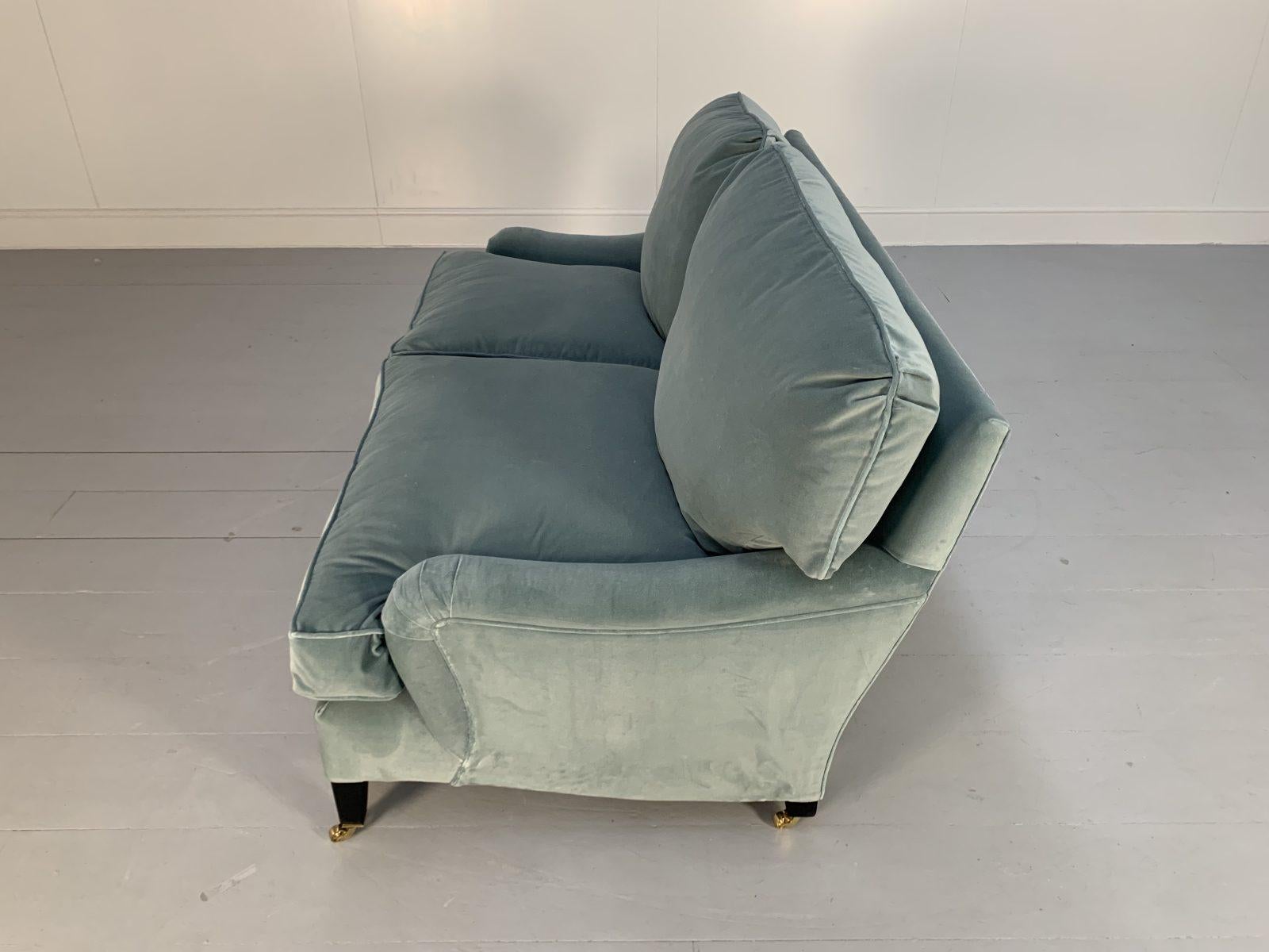 George Smith “Signature” Sofa, Small 2-Seat, in Pale Blue Italian Velvet For Sale 5