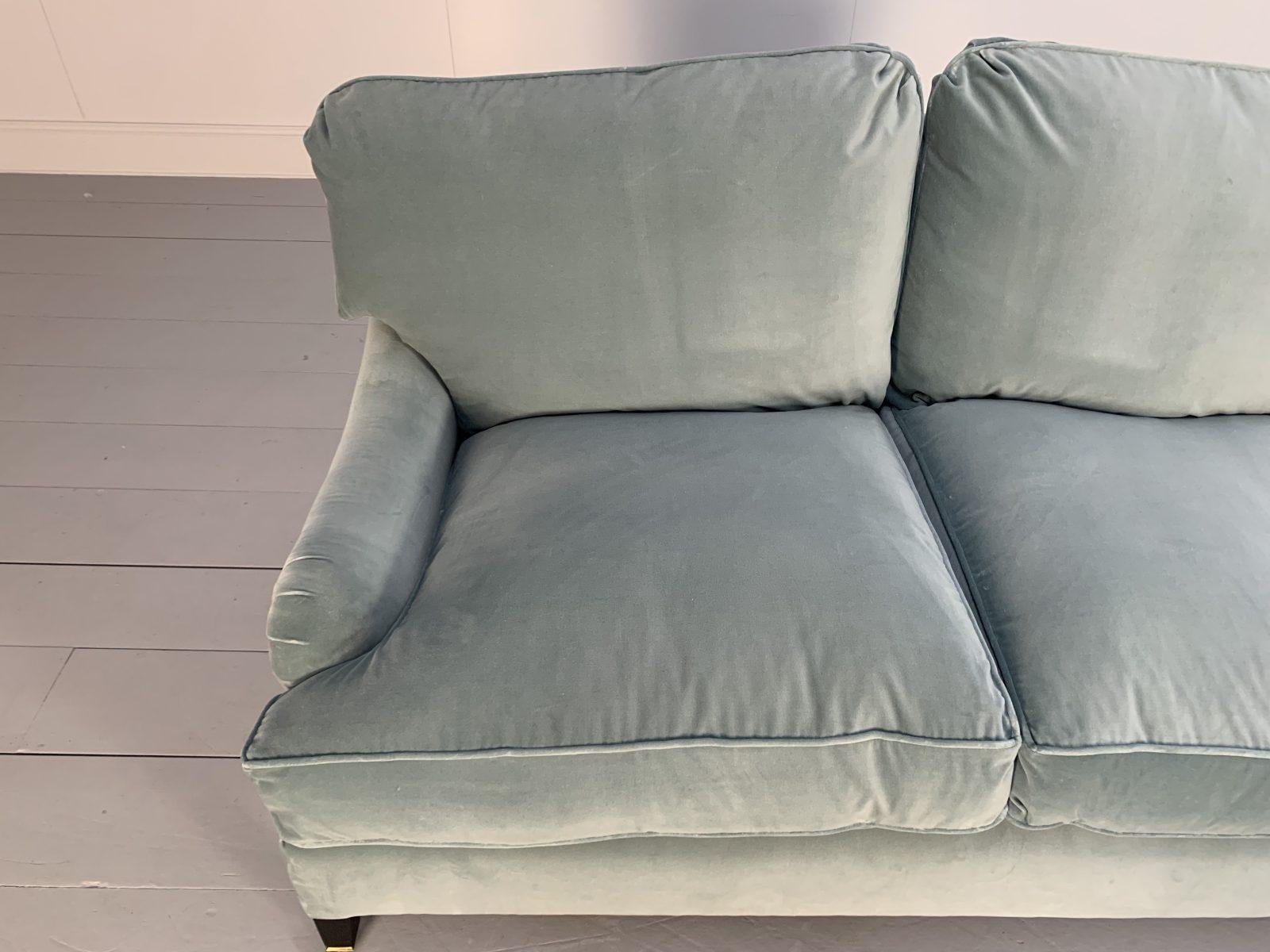 George Smith “Signature” Sofa, Small 2-Seat, in Pale Blue Italian Velvet For Sale 2