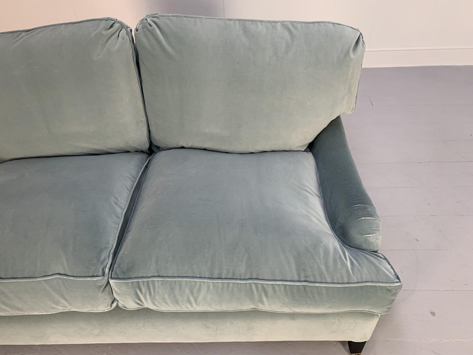 George Smith “Signature” Sofa, Small 2-Seat, in Pale Blue Italian Velvet For Sale 3