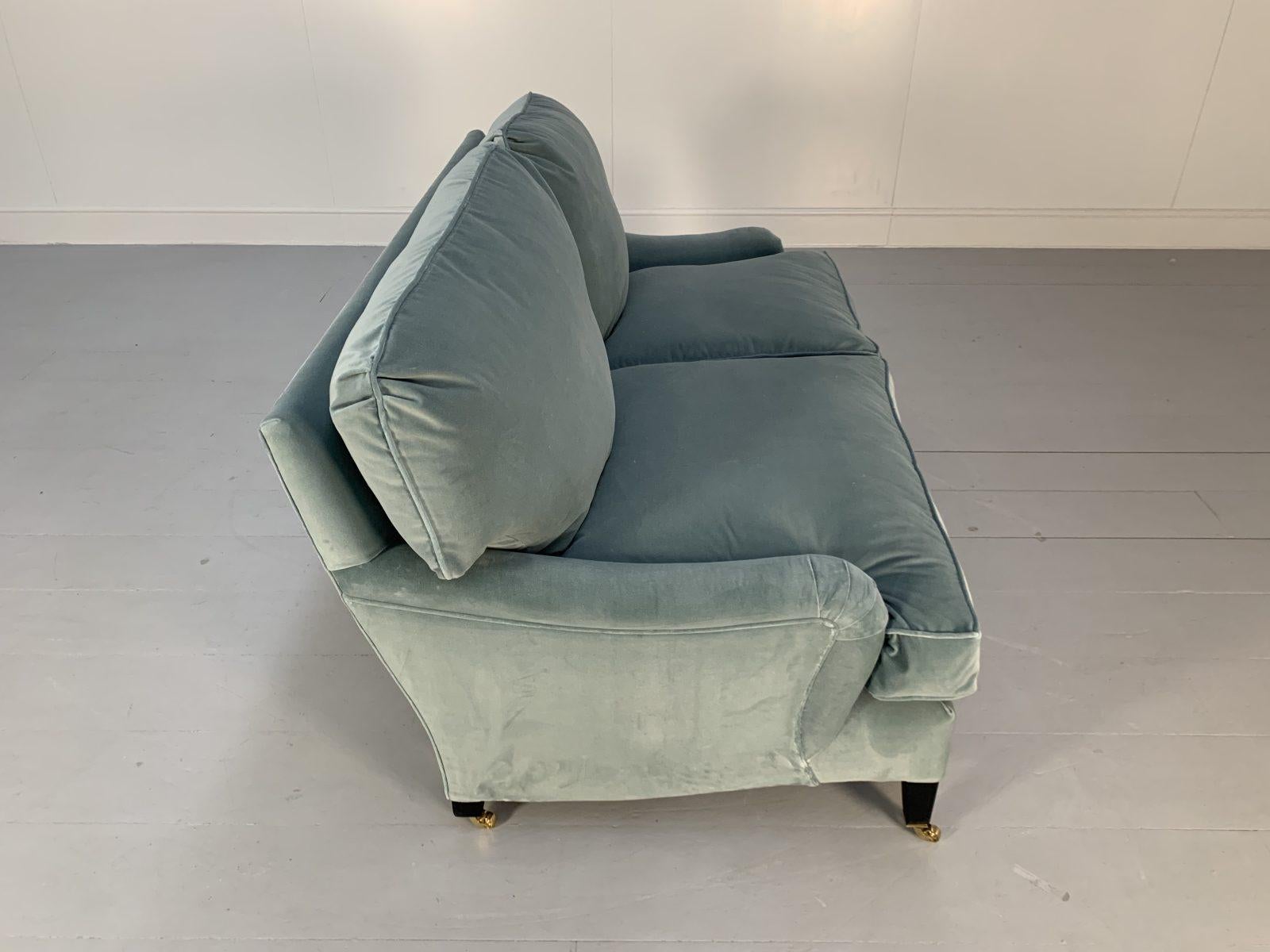 George Smith “Signature” Sofa, Small 2-Seat, in Pale Blue Italian Velvet For Sale 4