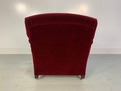 George Smith “Signature" Standard-Arm Armchair in Red Berry Mohair-Velvet