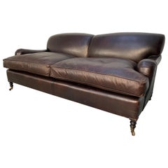 George Smith Signature "Standard-Arm" Large 2.5-Seat Sofa in Cocoa Leather