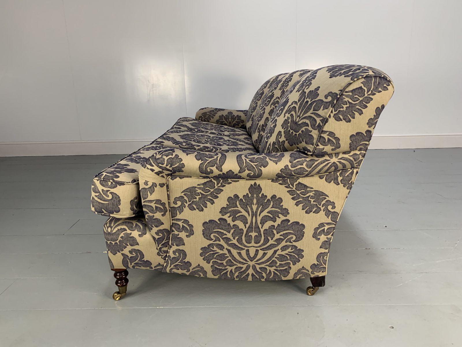 Contemporary George Smith Signature “Standard-Arm” Large 3-Seat Sofa in Bernini Damask