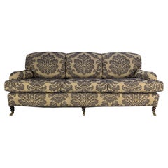 George Smith Signature “Standard-Arm” Large 3-Seat Sofa in Bernini Damask