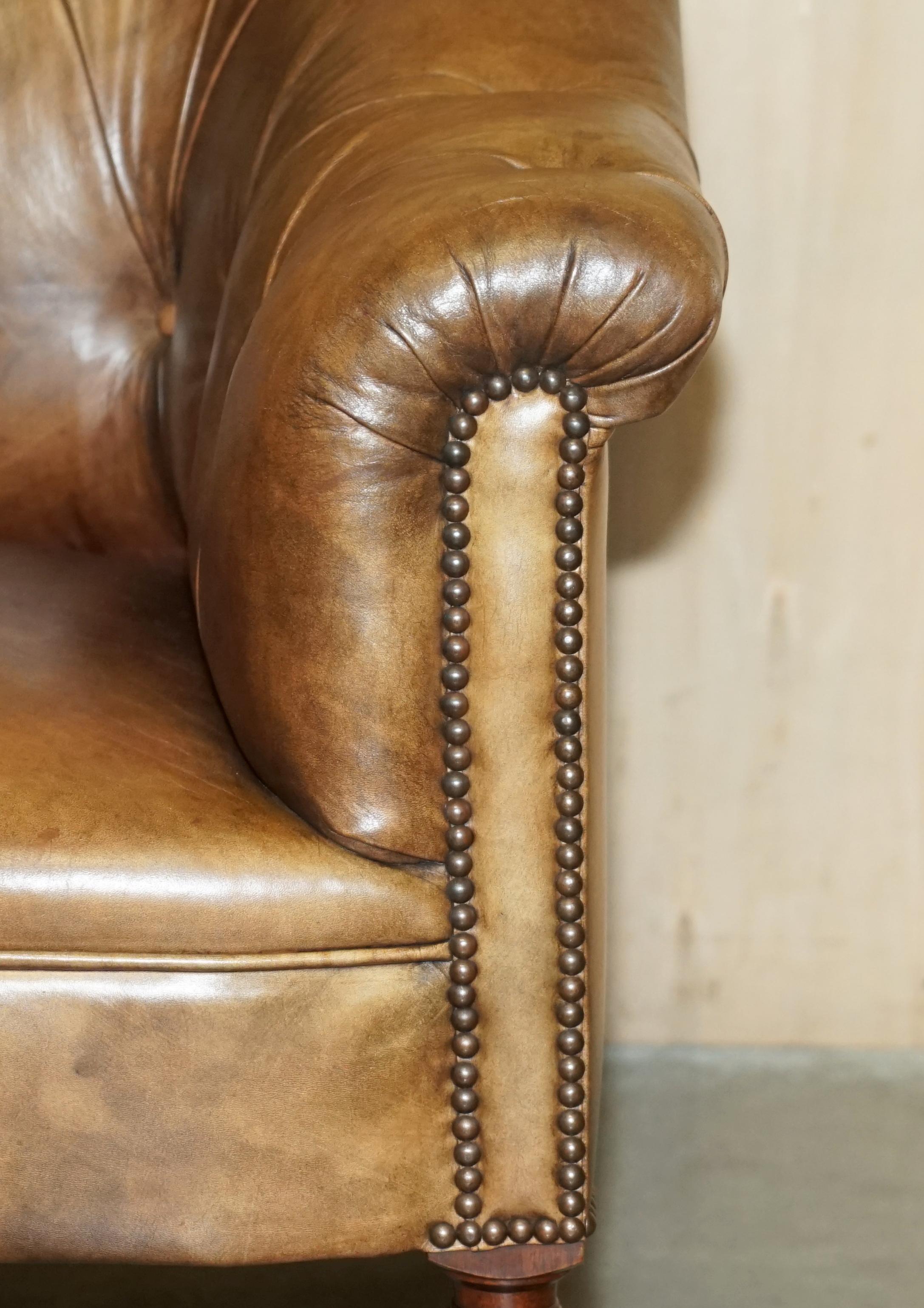  GEORGE SMiTH SOMERVILLE BROWN LEATHER CHESTERFIELD ARMCHAIR 4