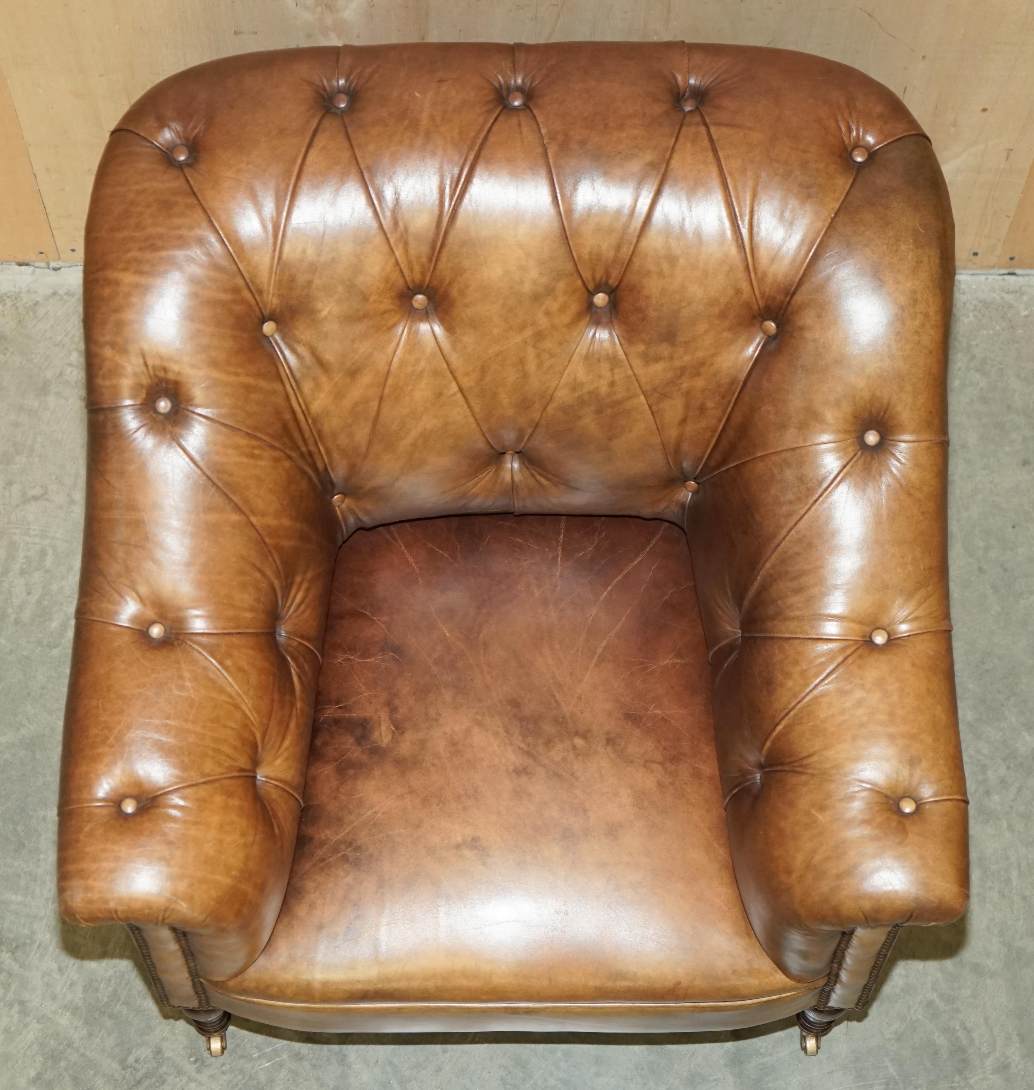  GEORGE SMiTH SOMERVILLE BROWN LEATHER CHESTERFIELD ARMCHAIR 6