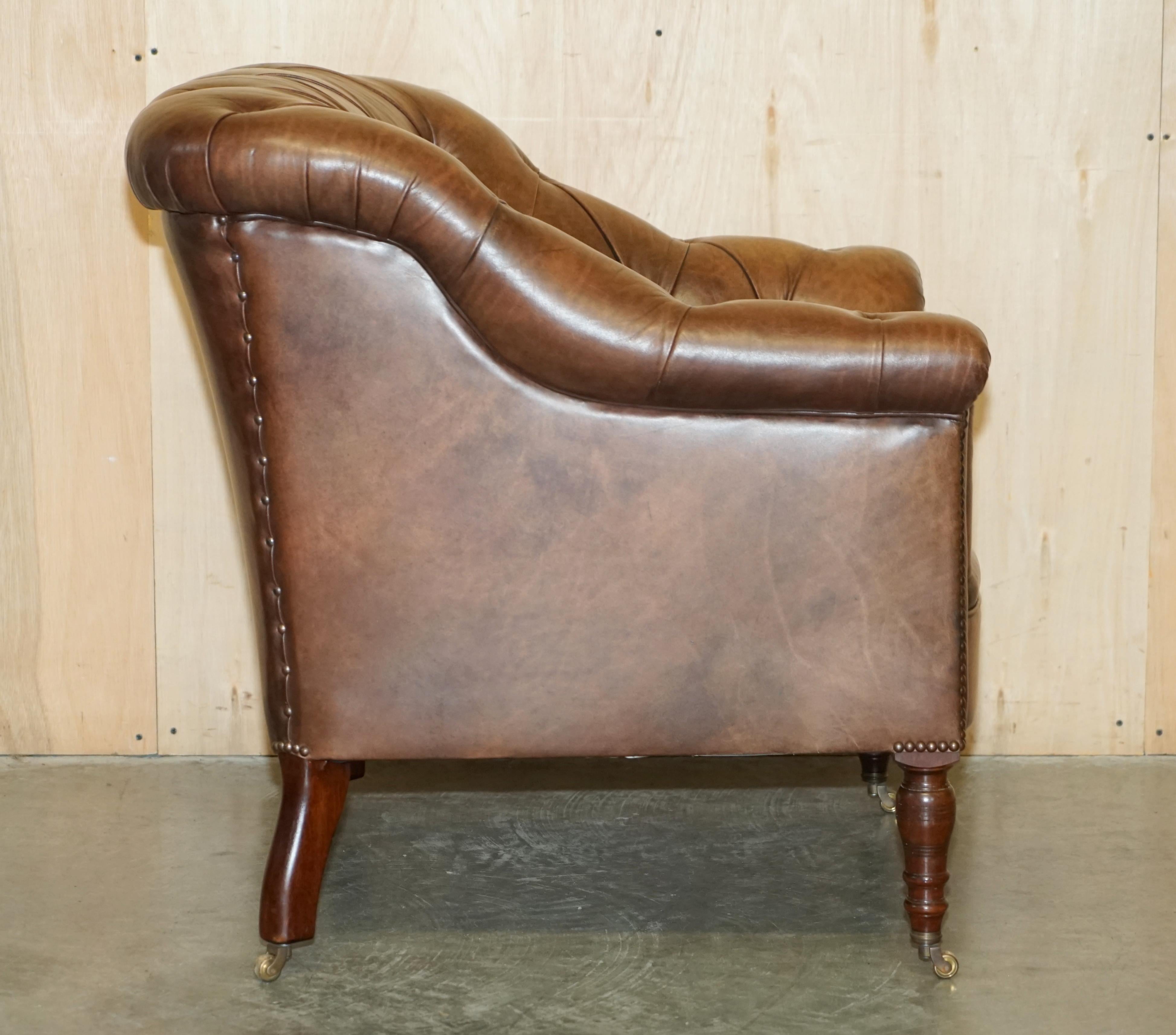  GEORGE SMiTH SOMERVILLE BROWN LEATHER CHESTERFIELD ARMCHAIR For Sale 8