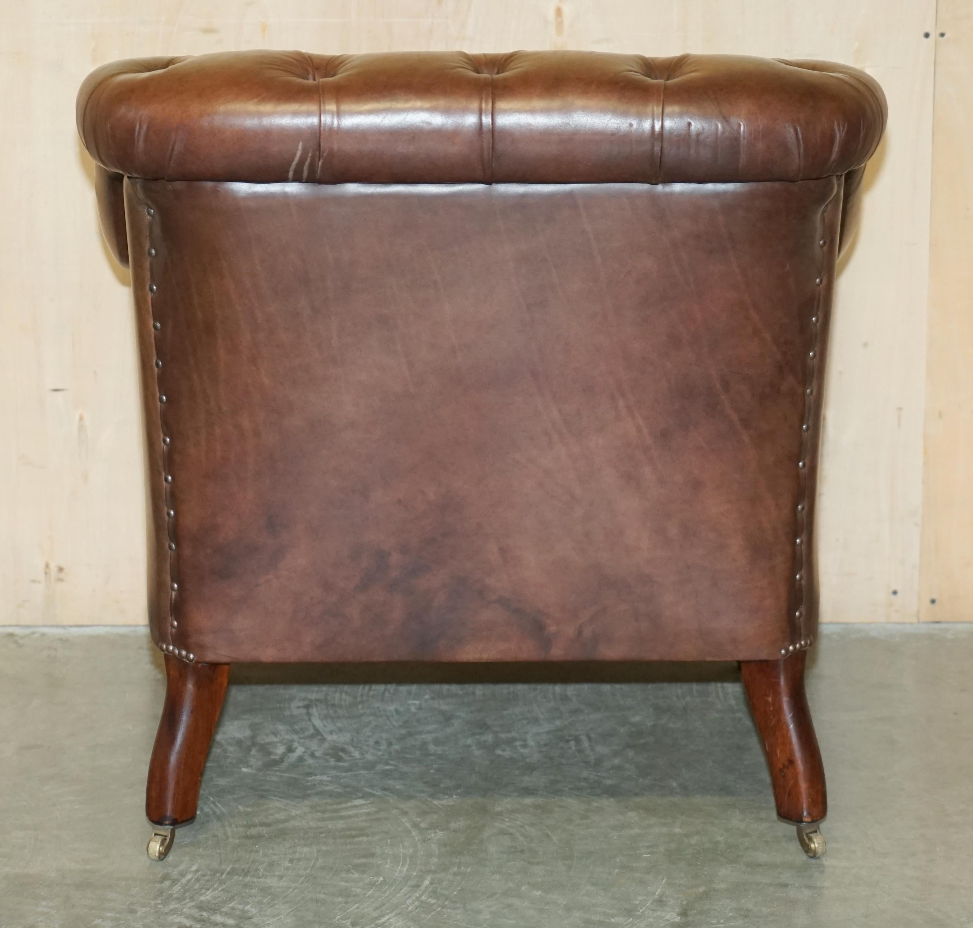  GEORGE SMiTH SOMERVILLE BROWN LEATHER CHESTERFIELD ARMCHAIR For Sale 9