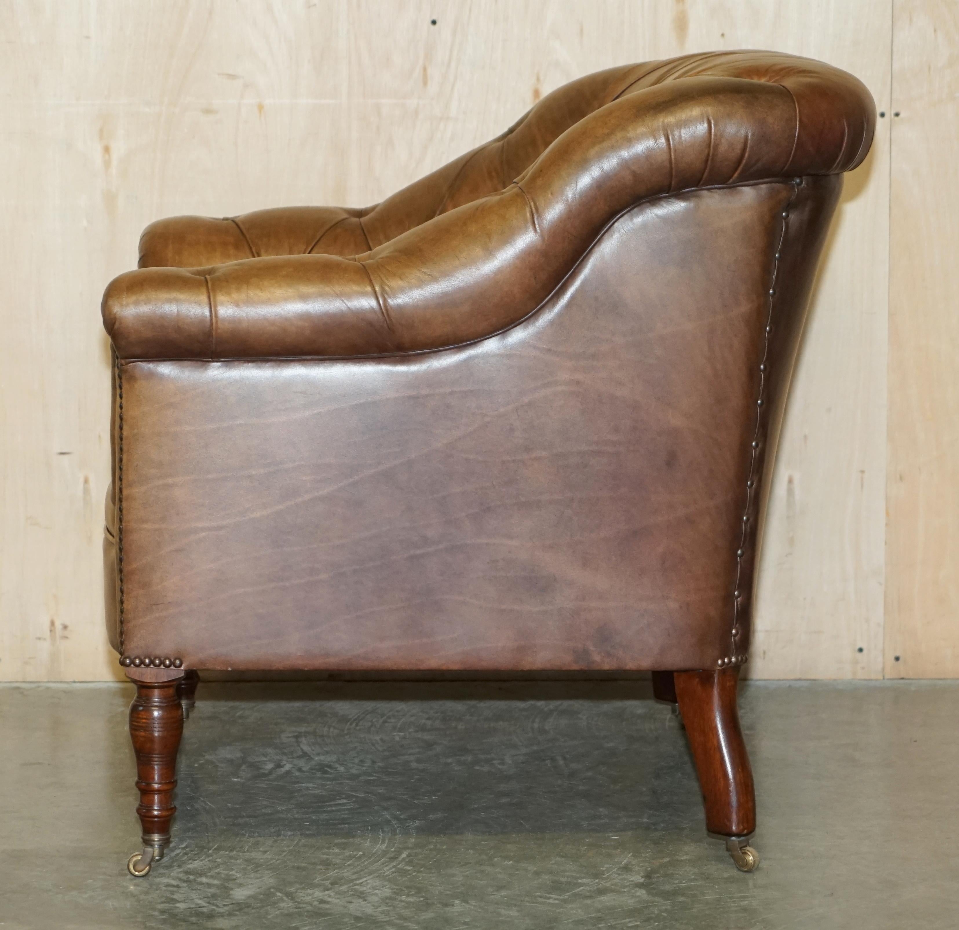  GEORGE SMiTH SOMERVILLE BROWN LEATHER CHESTERFIELD ARMCHAIR 10