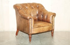 GEORGE SMiTH SOMERVILLE BROWN LEATHER CHESTERFIELD ARMCHAIR