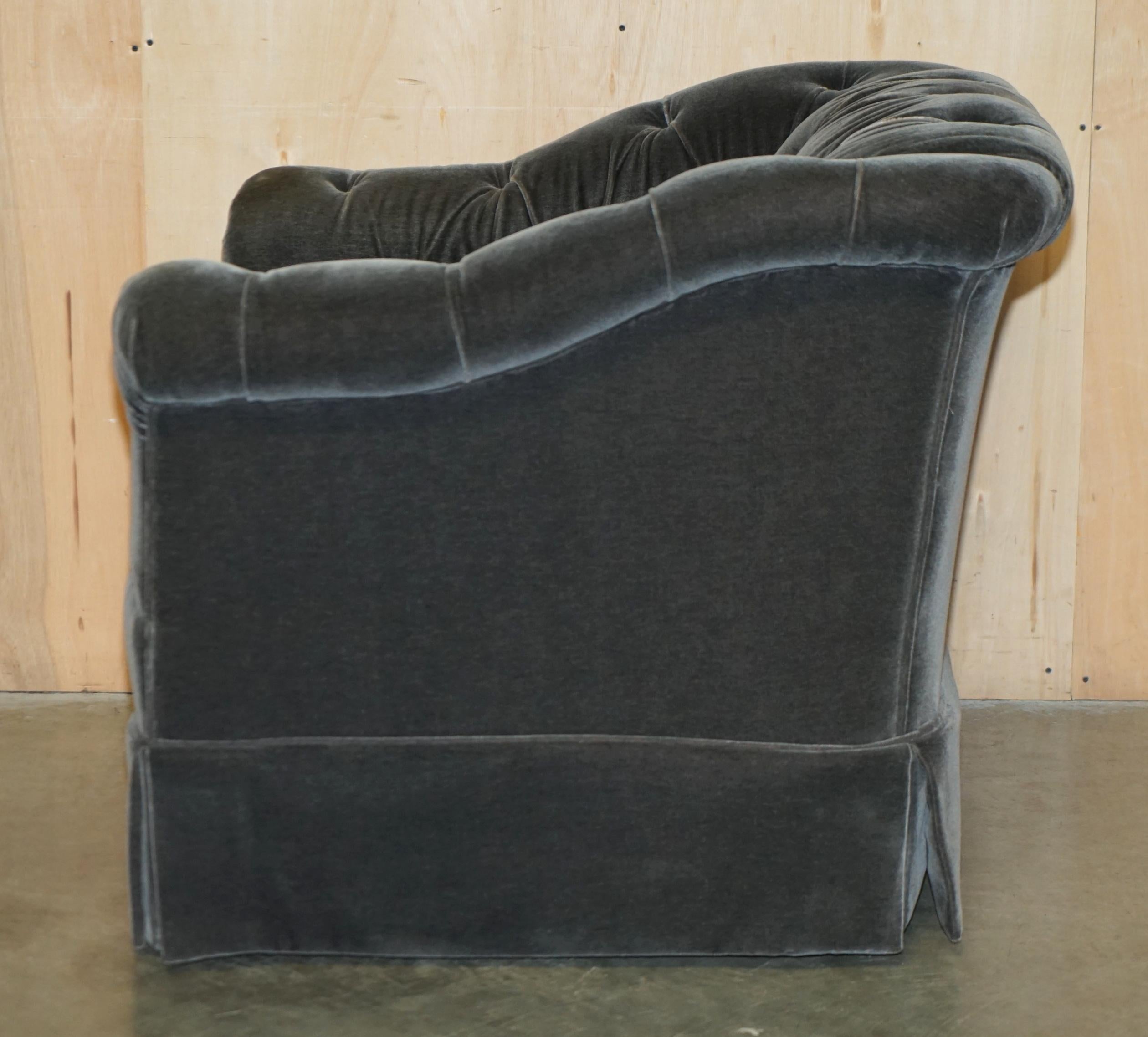 GEORGE SMiTH SOMERVILLE CHESTERFIELD MOHAIR VELVET ARMCHAIR FOOTSTOOL For Sale 2