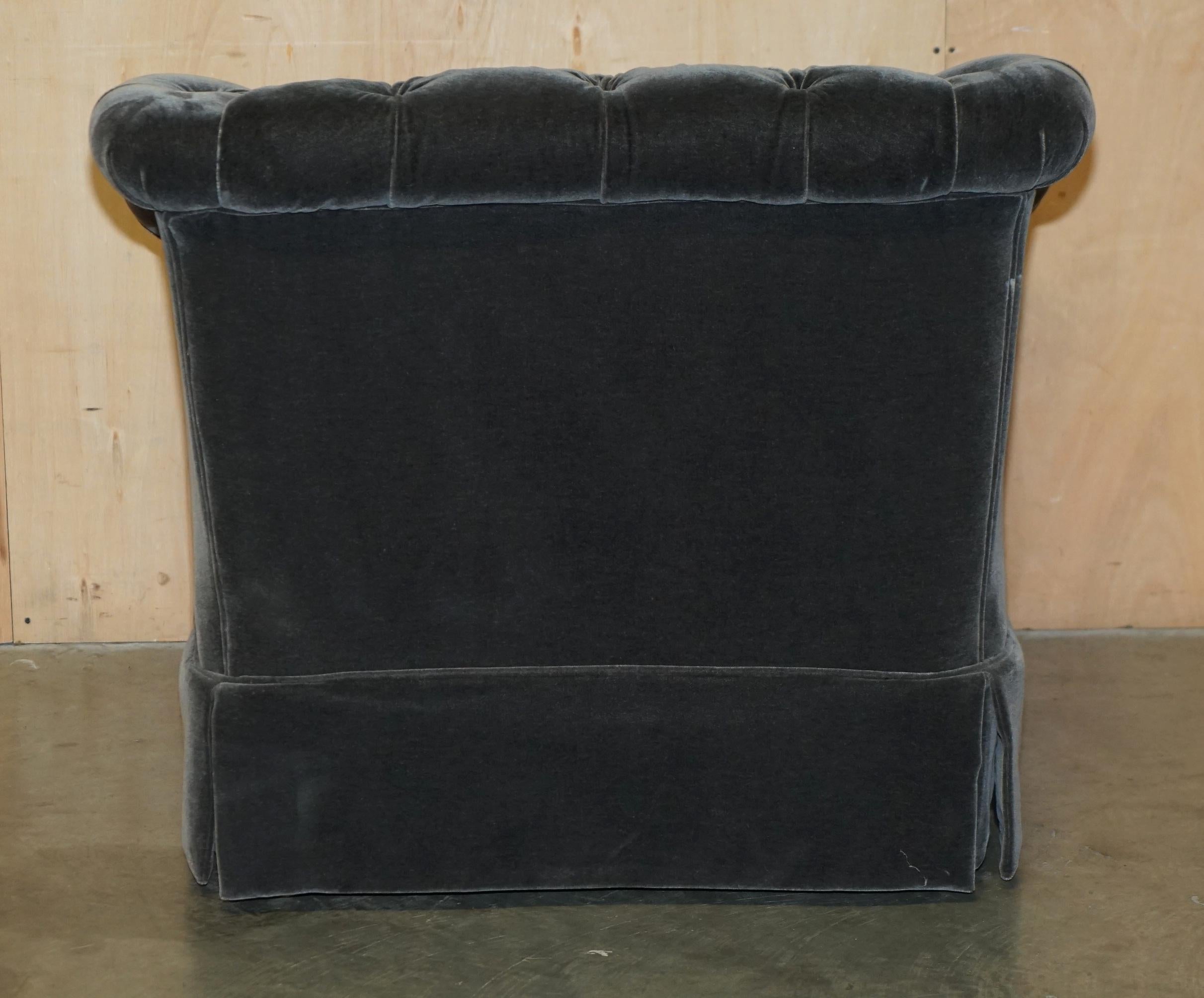 GEORGE SMiTH SOMERVILLE CHESTERFIELD MOHAIR VELVET ARMCHAIR FOOTSTOOL For Sale 3