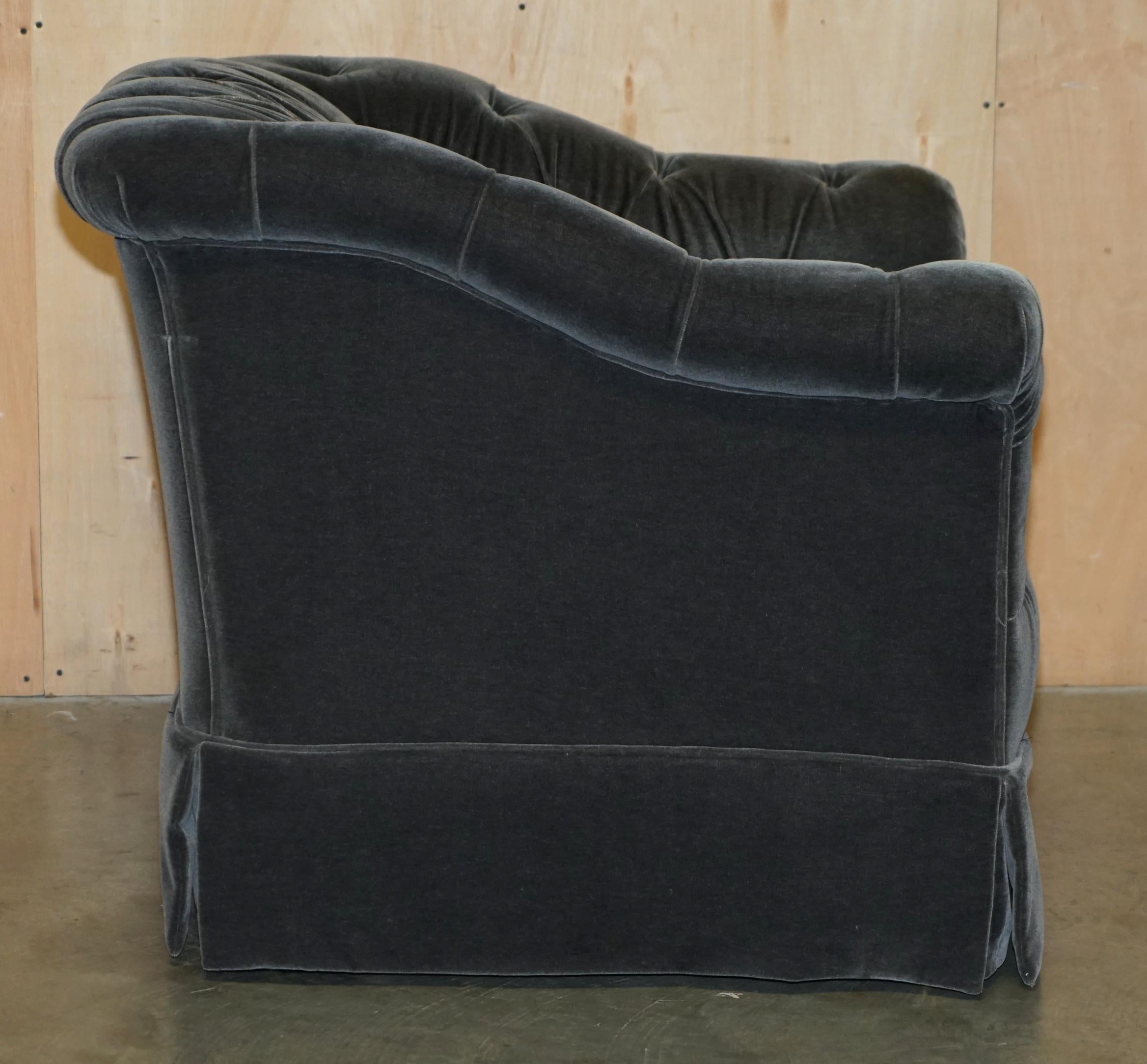 GEORGE SMiTH SOMERVILLE CHESTERFIELD MOHAIR VELVET ARMCHAIR FOOTSTOOL For Sale 4