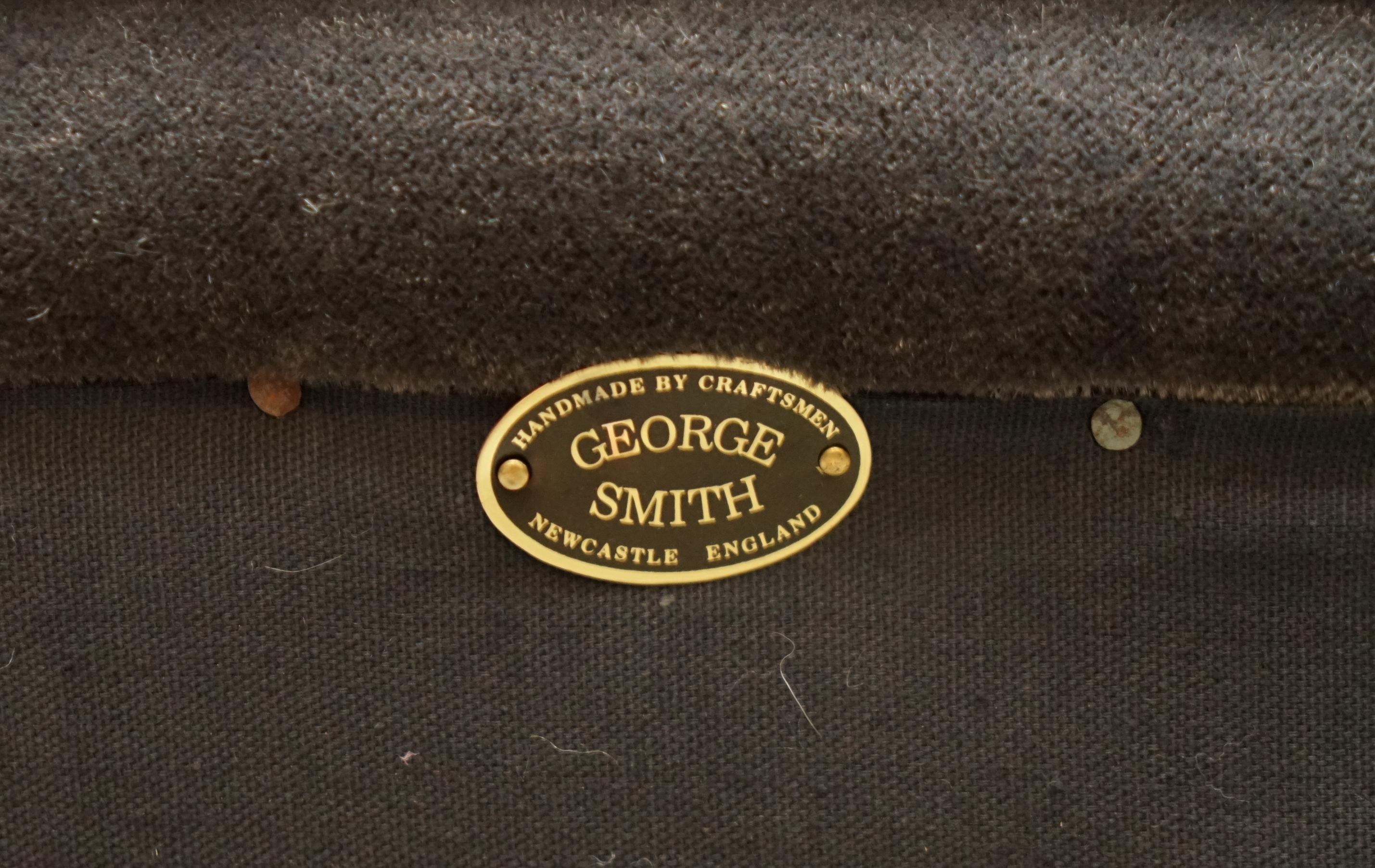 GEORGE SMiTH SOMERVILLE CHESTERFIELD MOHAIR VELVET ARMCHAIR FOOTSTOOL For Sale 6