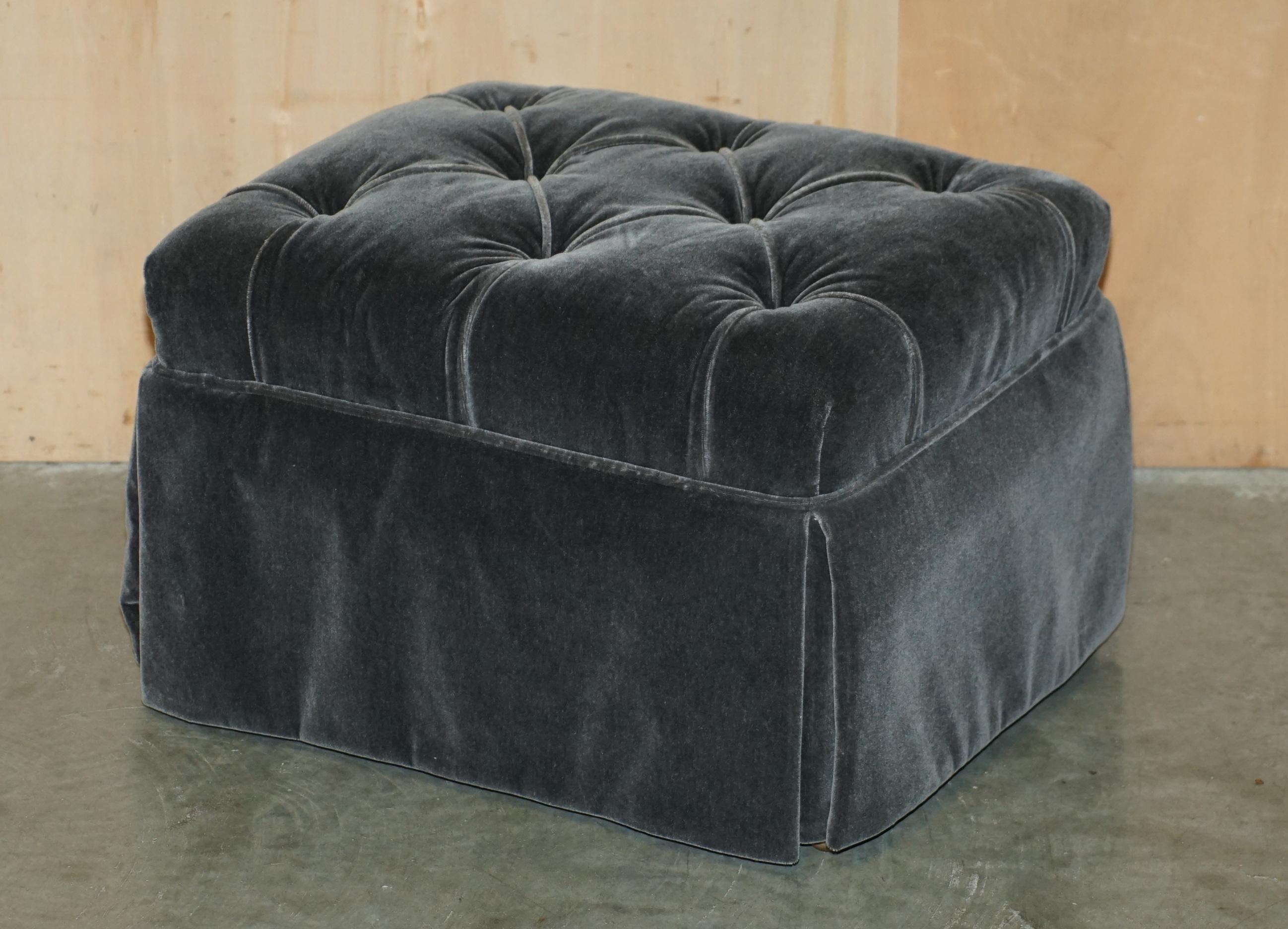 GEORGE SMiTH SOMERVILLE CHESTERFIELD MOHAIR VELVET ARMCHAIR FOOTSTOOL For Sale 8