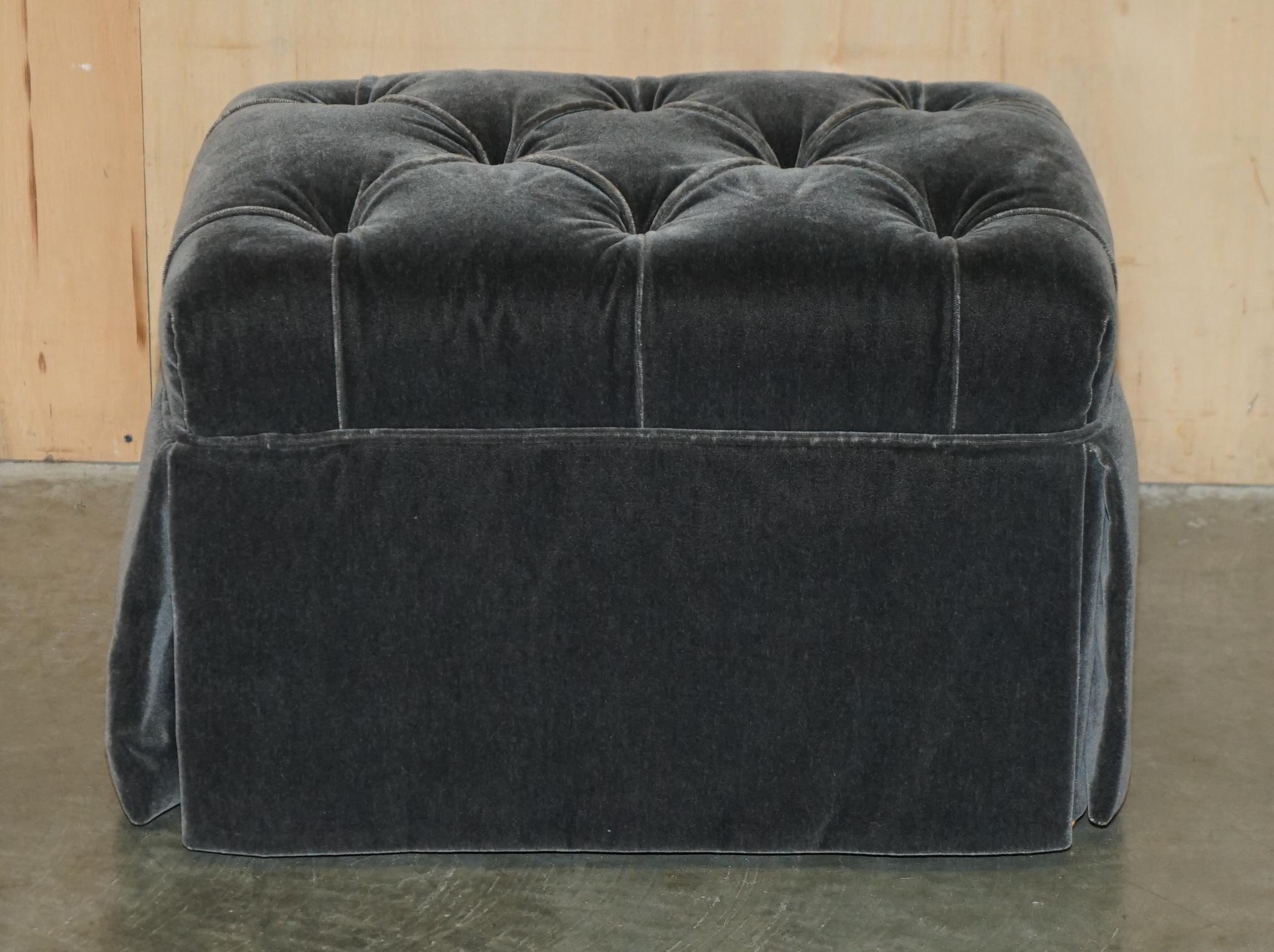 GEORGE SMiTH SOMERVILLE CHESTERFIELD MOHAIR VELVET ARMCHAIR FOOTSTOOL For Sale 9