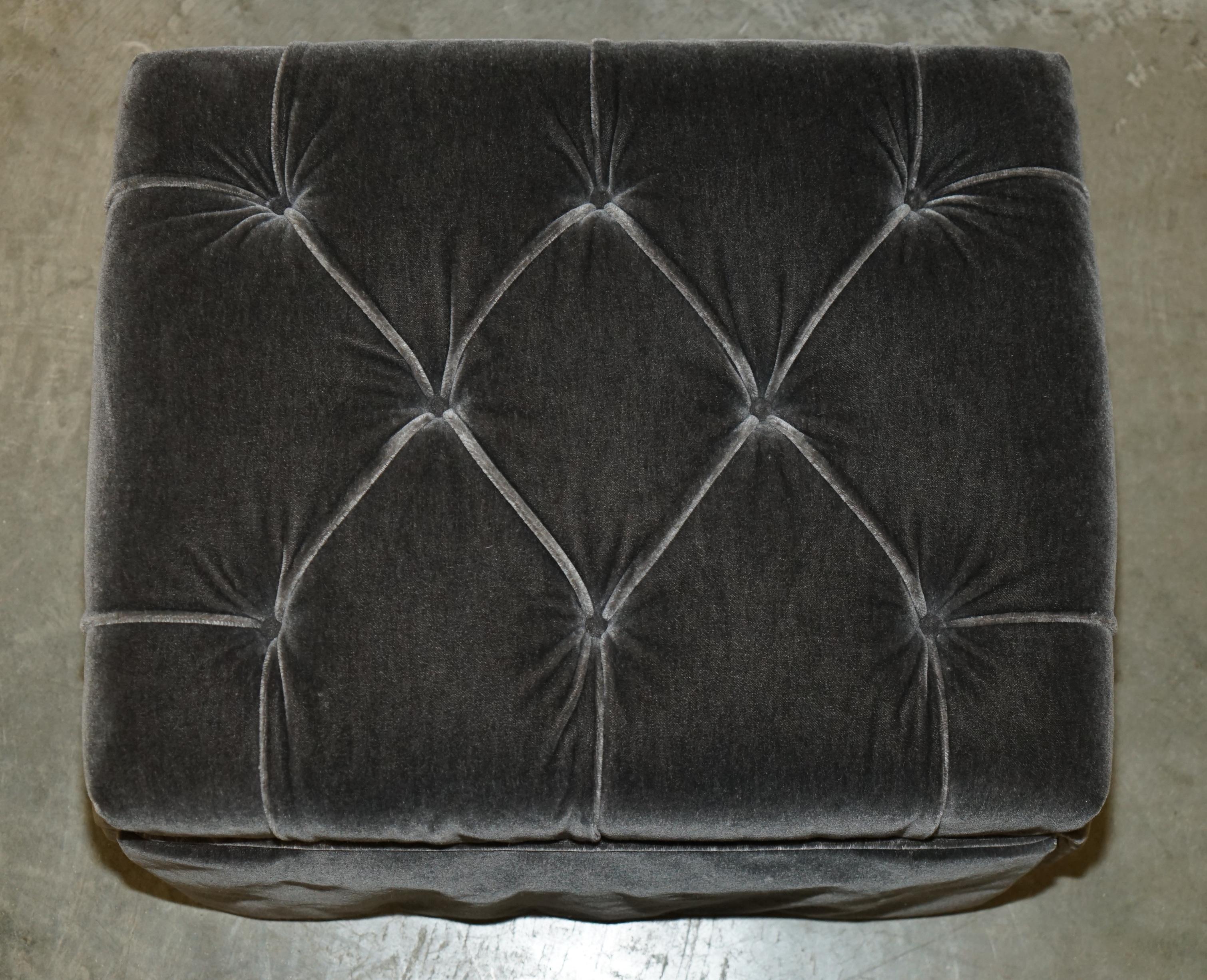 GEORGE SMiTH SOMERVILLE CHESTERFIELD MOHAIR VELVET ARMCHAIR FOOTSTOOL For Sale 10