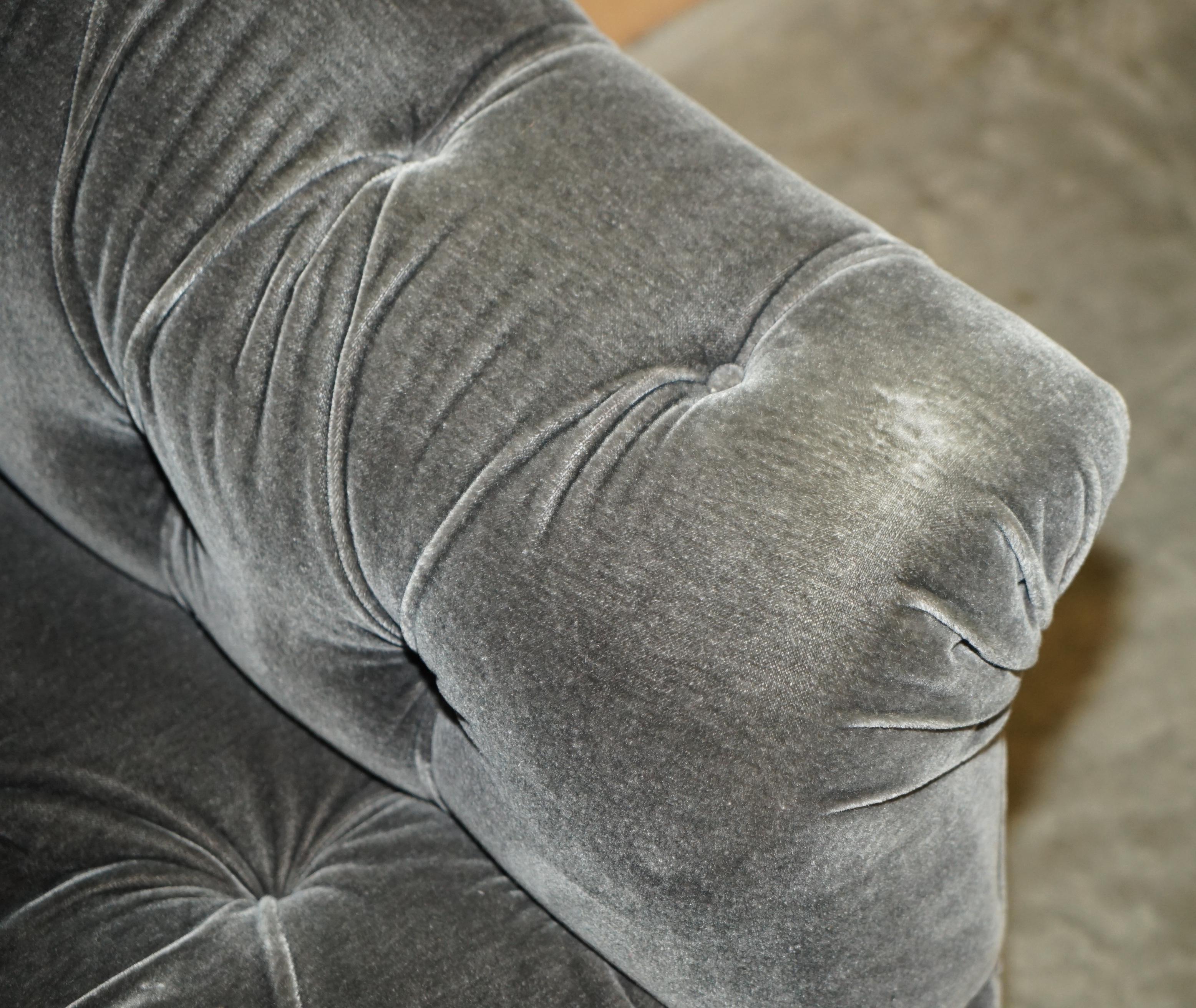 20th Century GEORGE SMiTH SOMERVILLE CHESTERFIELD MOHAIR VELVET ARMCHAIR FOOTSTOOL For Sale