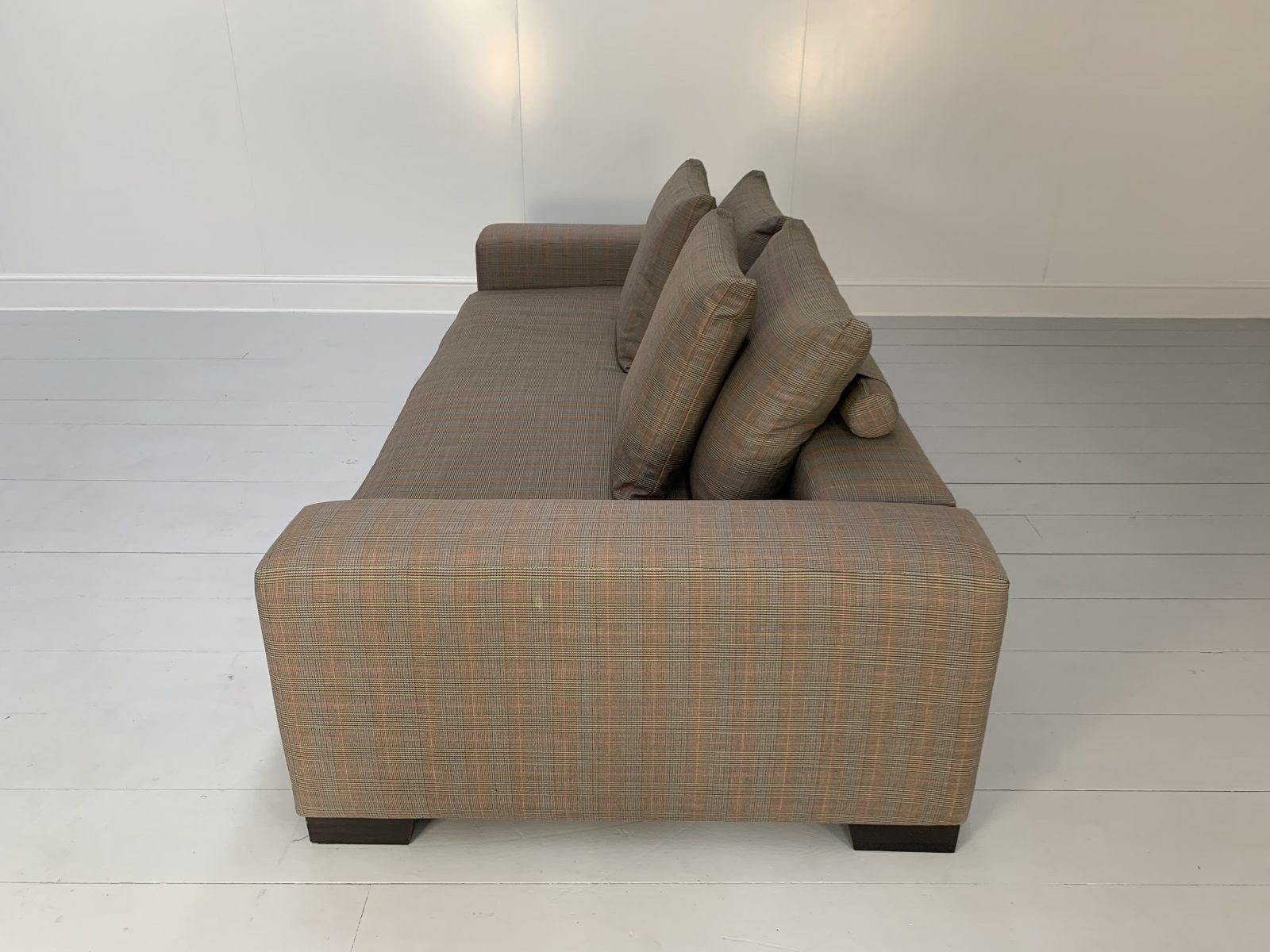 George Smith “Square” 4-Seat Sofa – In Ralph Lauren “Glen Plaid” Check For Sale 3