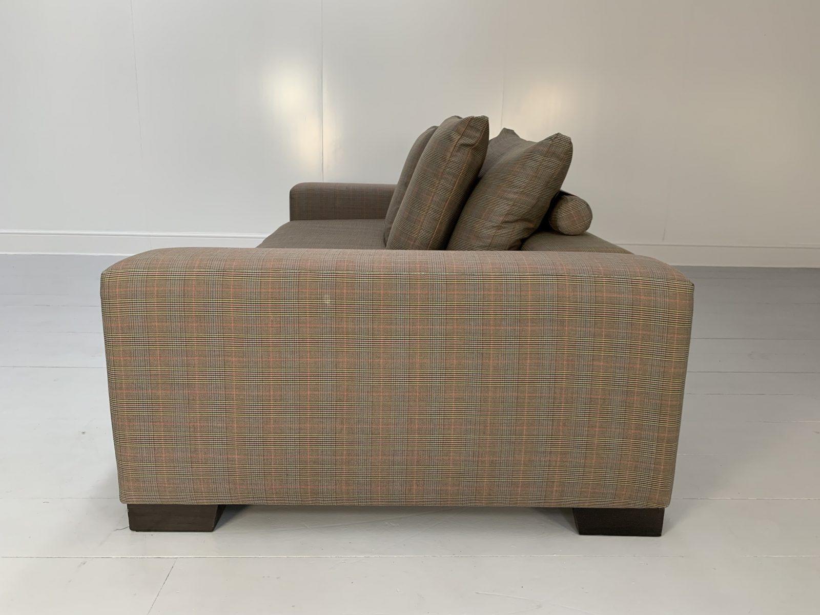 Contemporary George Smith “Square” 4-Seat Sofa – In Ralph Lauren “Glen Plaid” Check For Sale