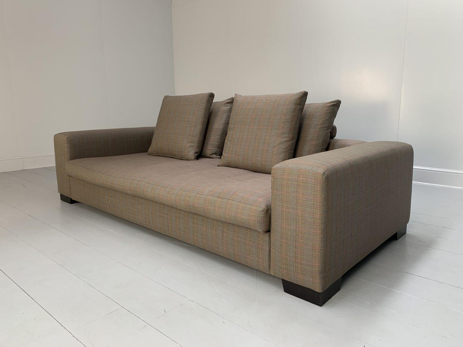 George Smith “Square” 4-Seat Sofa – In Ralph Lauren “Glen Plaid” Check For Sale 1