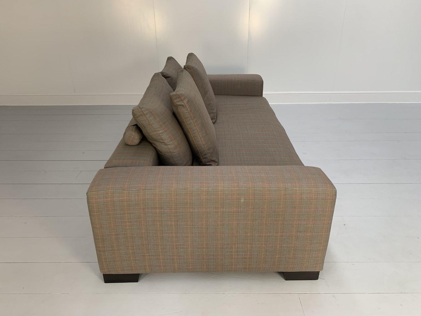 George Smith “Square” 4-Seat Sofa – In Ralph Lauren “Glen Plaid” Check For Sale 2