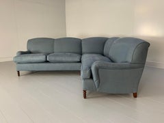 George Smith "Standard-Arm" 5-Seat L-Shape Sofa - In Blue Linen Fabric