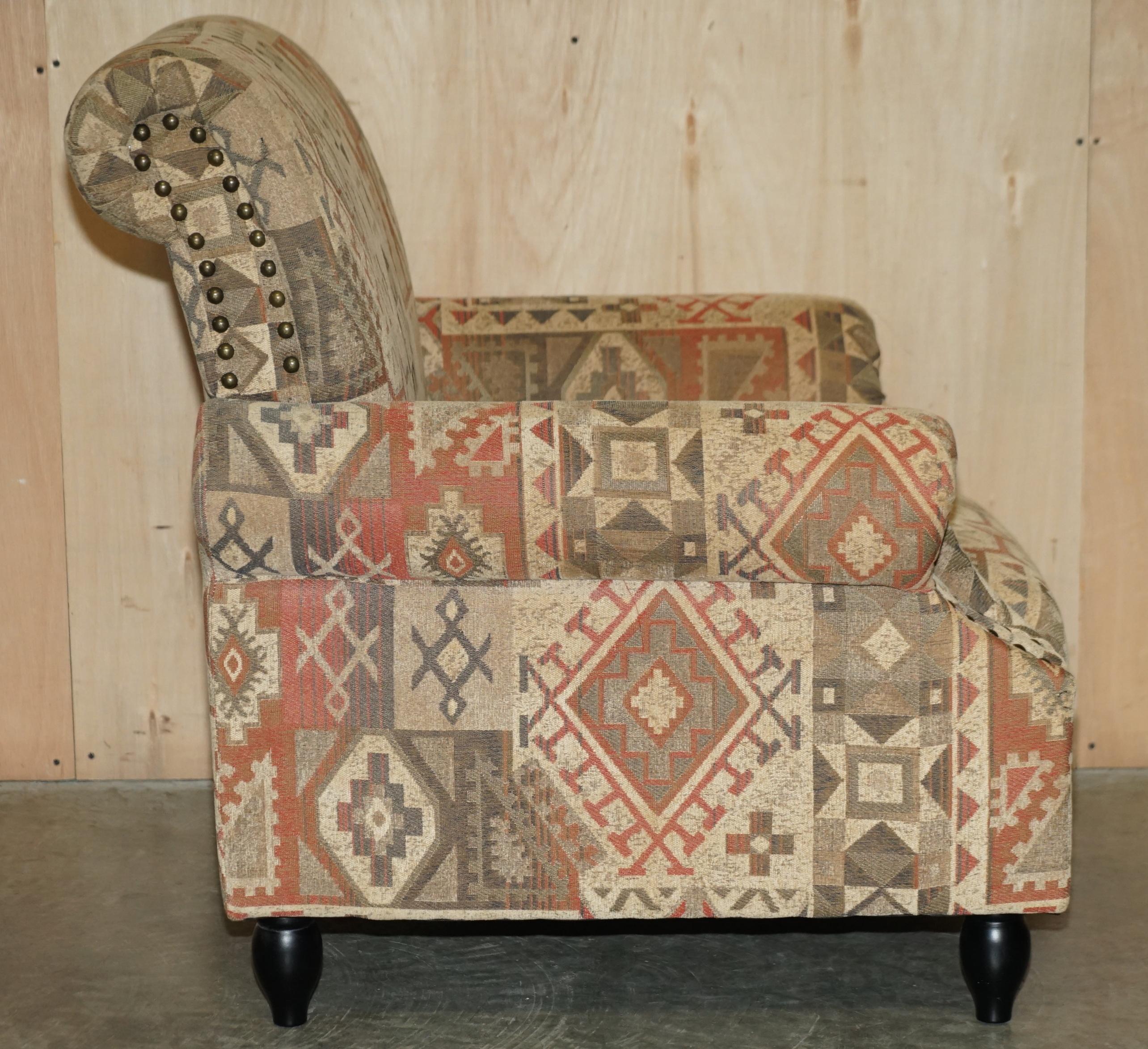 George Smith Style Kilim Armchair & Ottoman Footstool with Internal Storage For Sale 2
