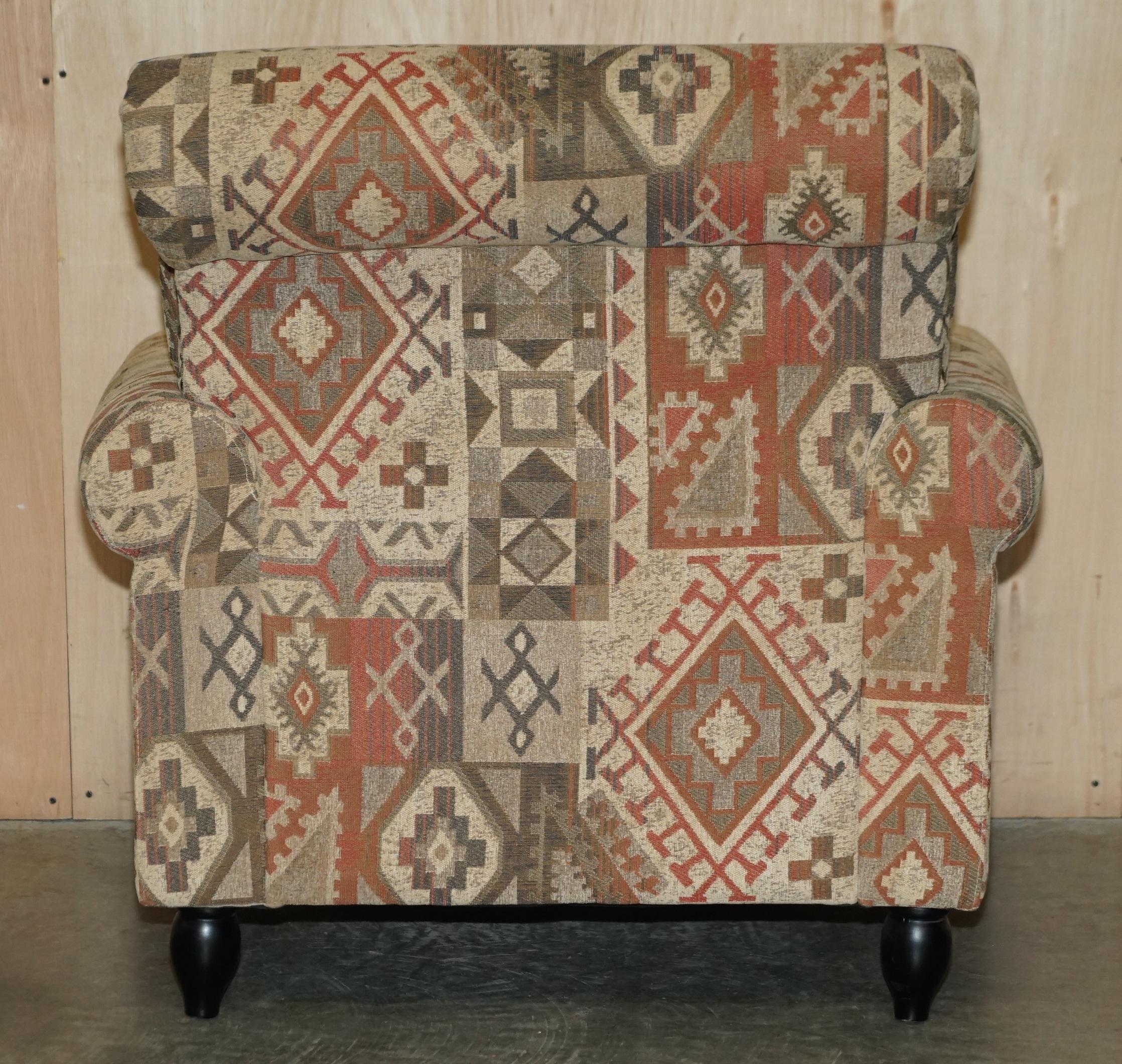 George Smith Style Kilim Armchair & Ottoman Footstool with Internal Storage For Sale 3