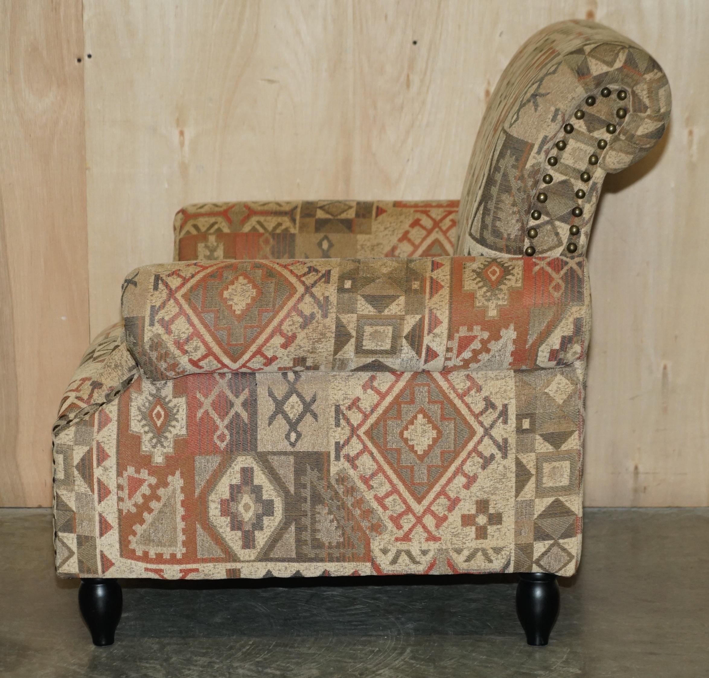 George Smith Style Kilim Armchair & Ottoman Footstool with Internal Storage For Sale 4