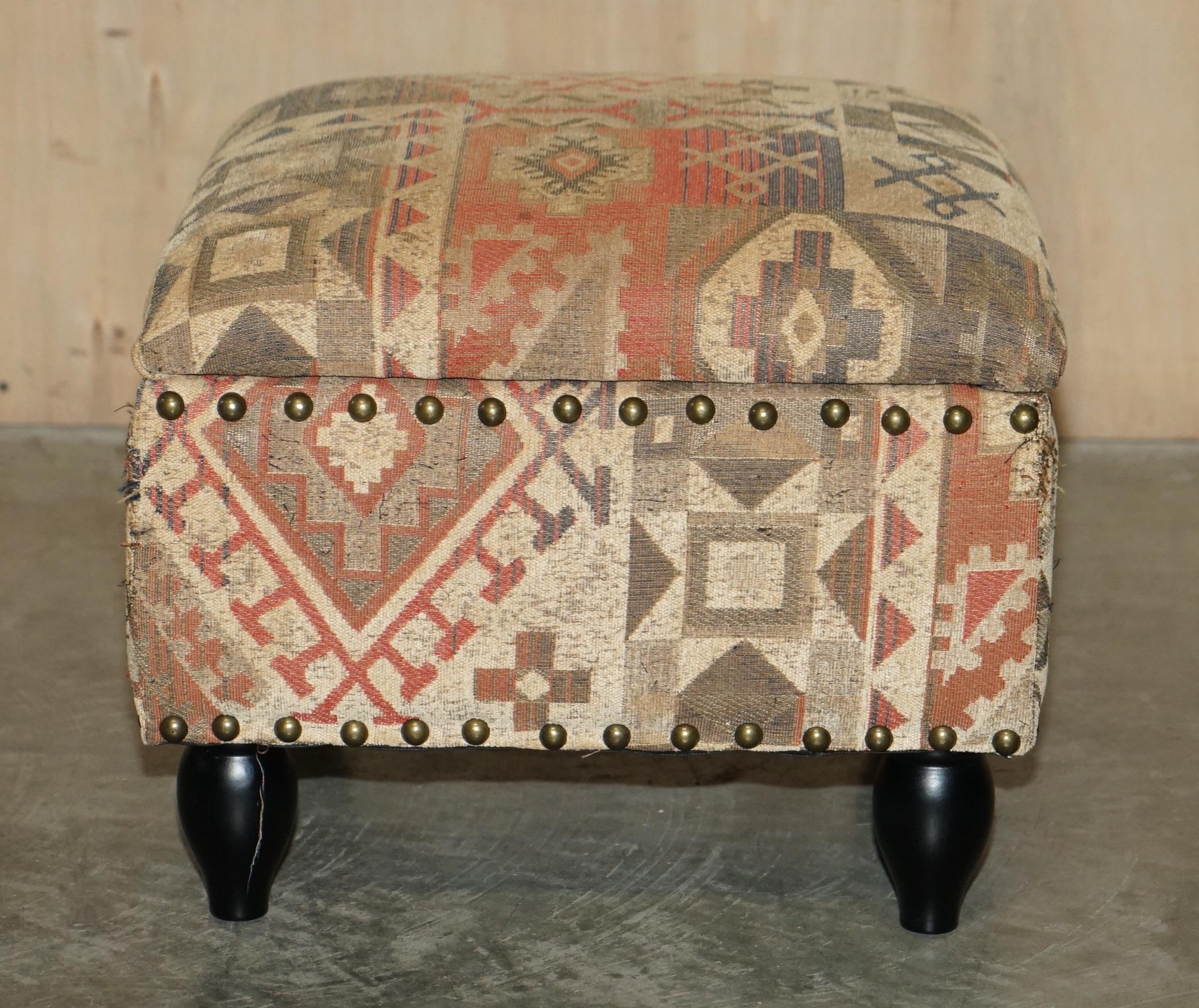 George Smith Style Kilim Armchair & Ottoman Footstool with Internal Storage For Sale 6