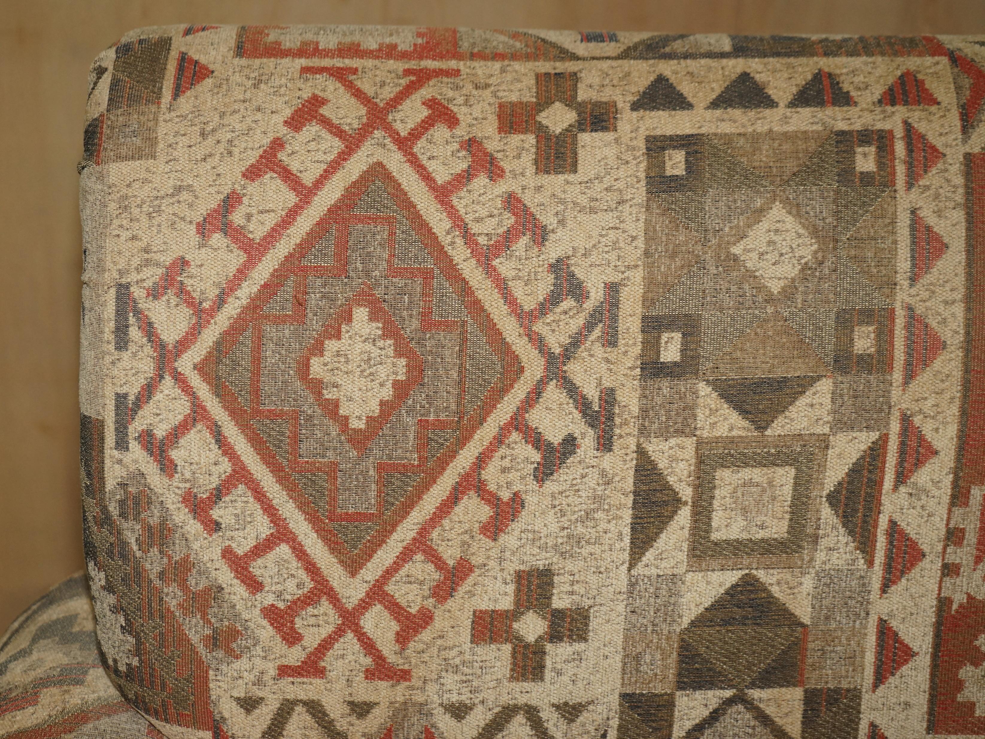 English George Smith Style Kilim Armchair & Ottoman Footstool with Internal Storage For Sale