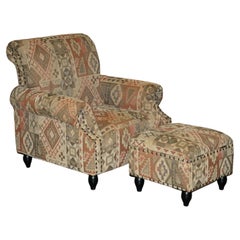 George Smith Style Kilim Armchair & Ottoman Footstool with Internal Storage