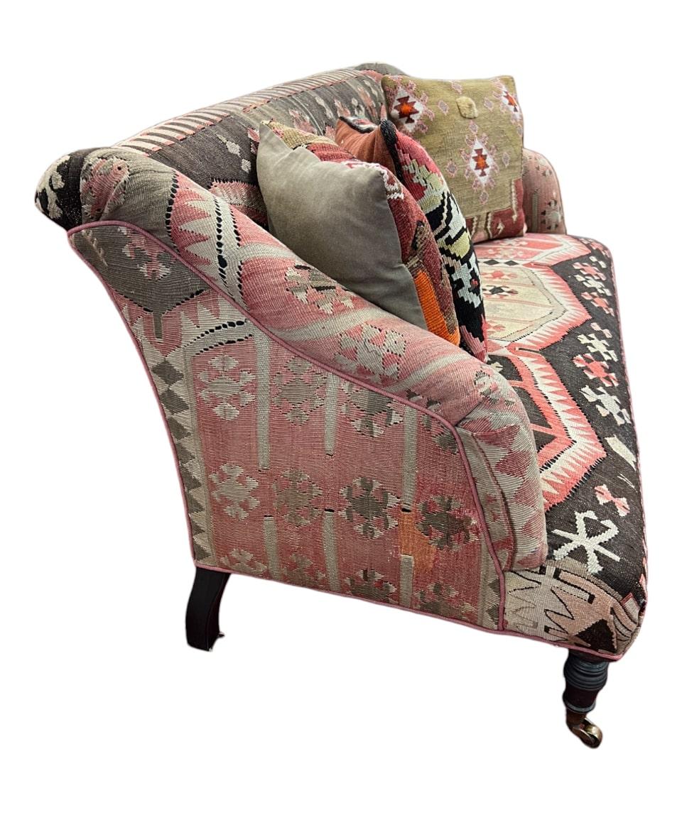 Contemporary George Smith Style Kilim Upholstered 2 Seat Sofa