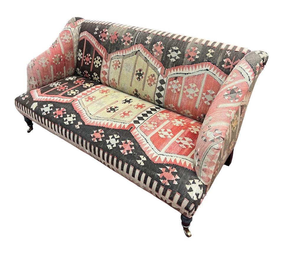 Textile George Smith Style Kilim Upholstered 2 Seat Sofa