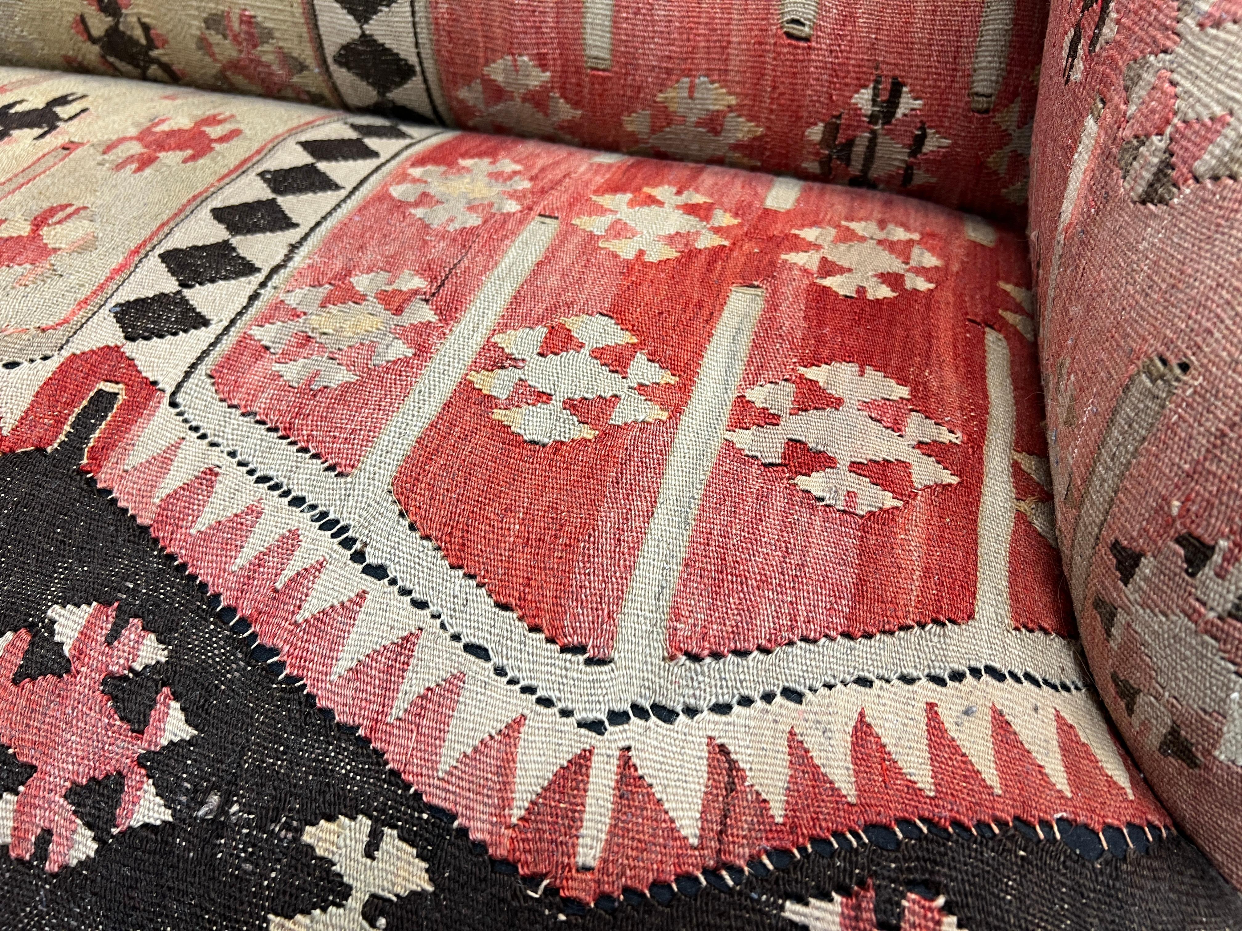 George Smith Style Kilim Upholstered 2 Seat Sofa 4