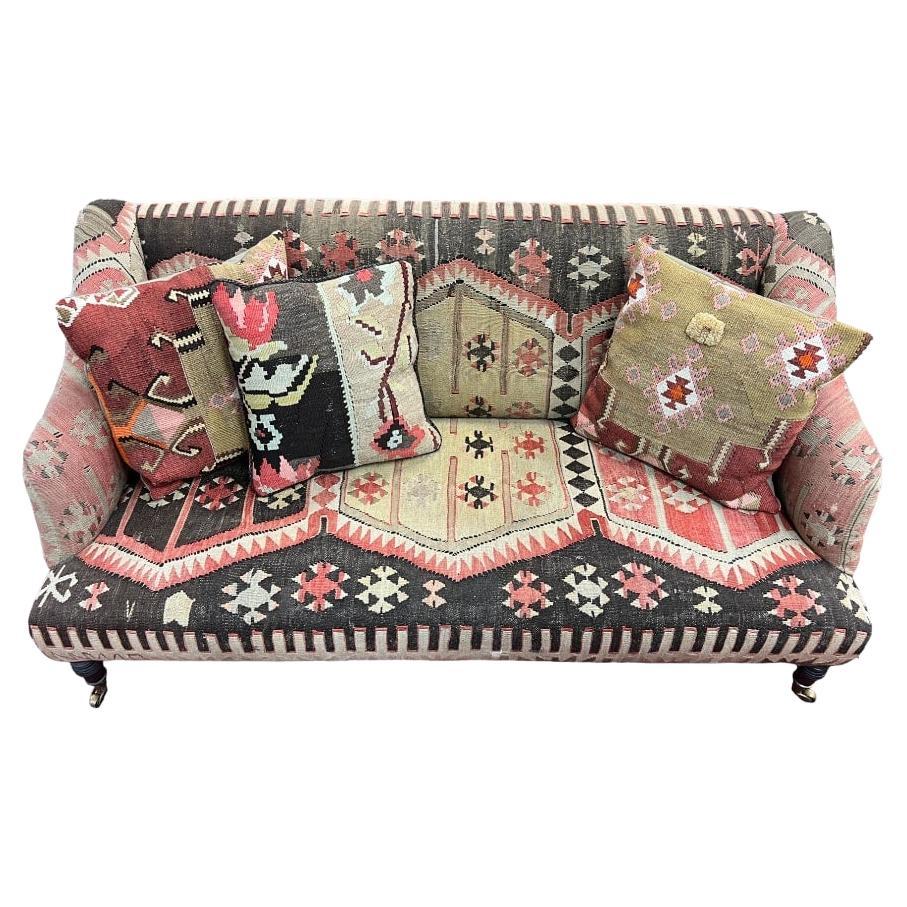 George Smith Style Kilim Upholstered 2 Seat Sofa