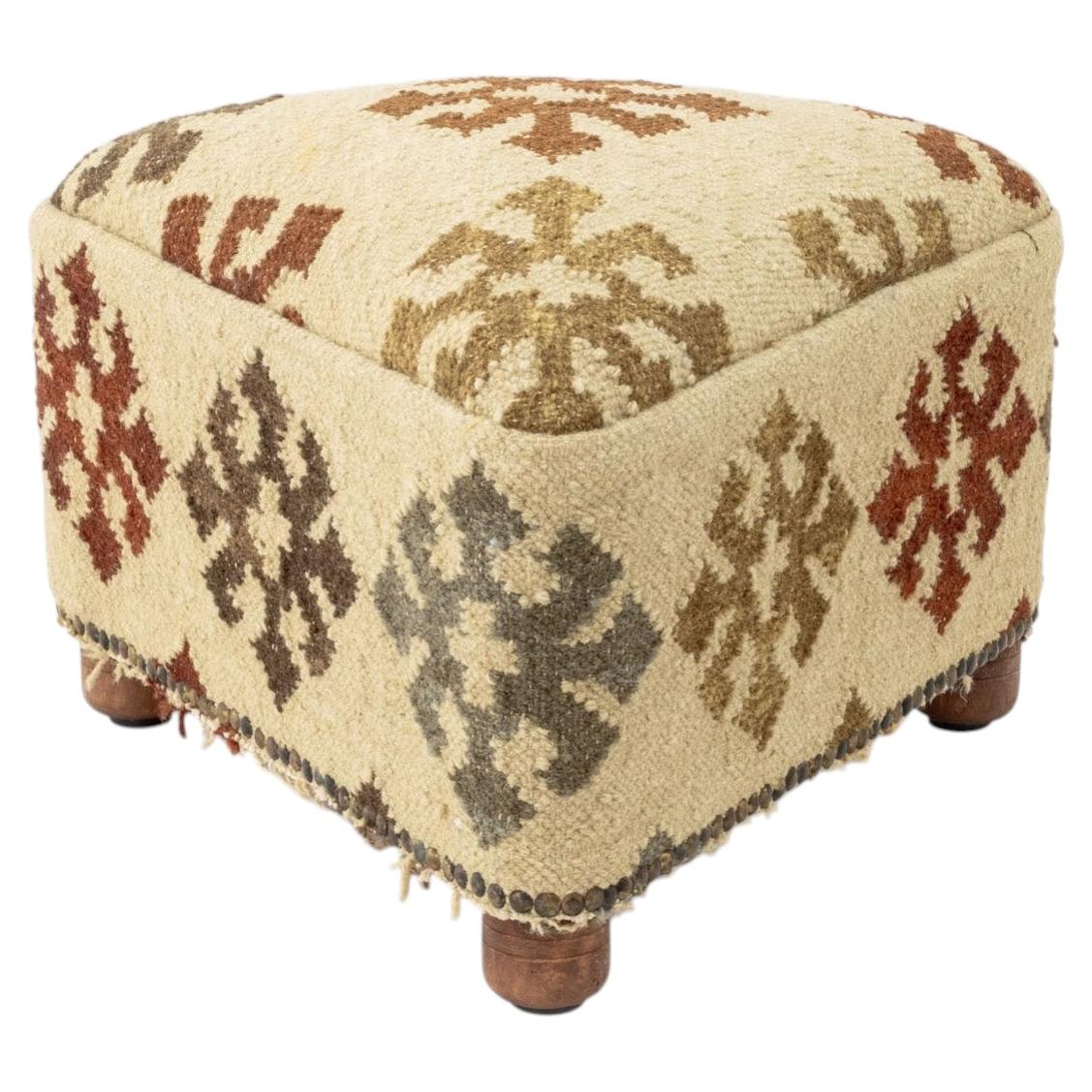 George Smith Style Kilim Upholstered Triangular Footstool For Sale