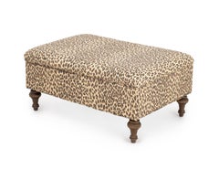 George Smith Style Leopard Print Upholstered Storage Ottoman