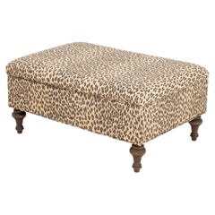 George Smith Style Leopard Print Upholstered Storage Ottoman