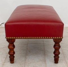 George Smith Style Red Leather Ottoman / Bench