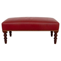 George Smith Style Red Leather Ottoman / Bench