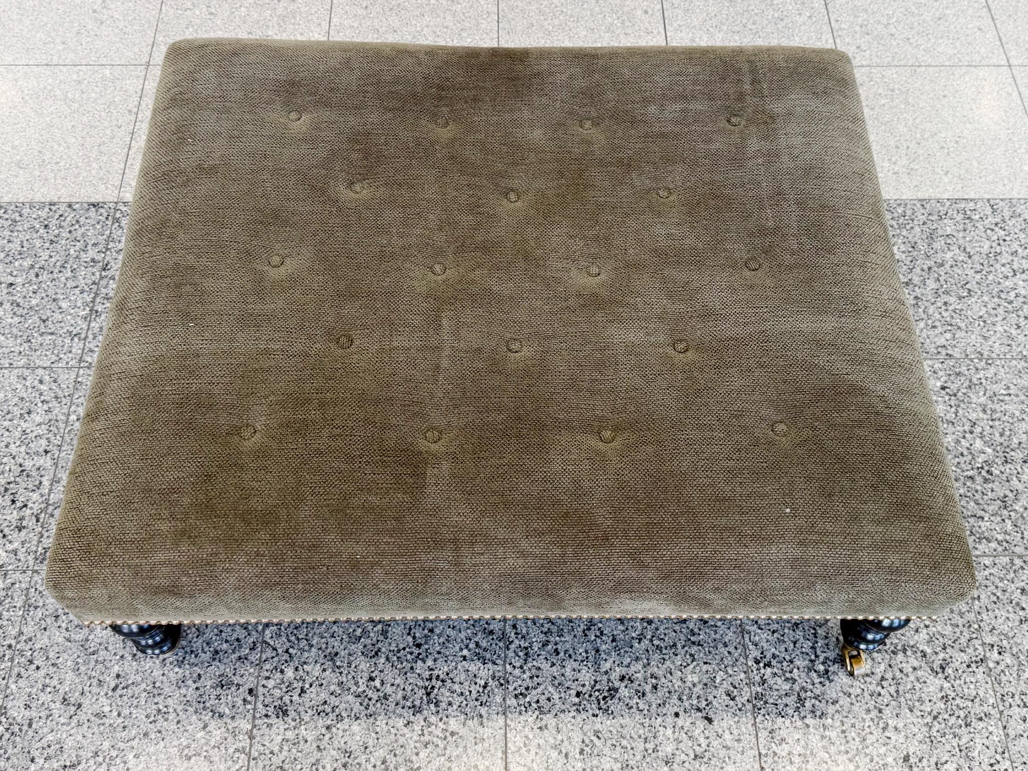 20th Century George Smith Style Tufted Velvet Ottoman For Sale