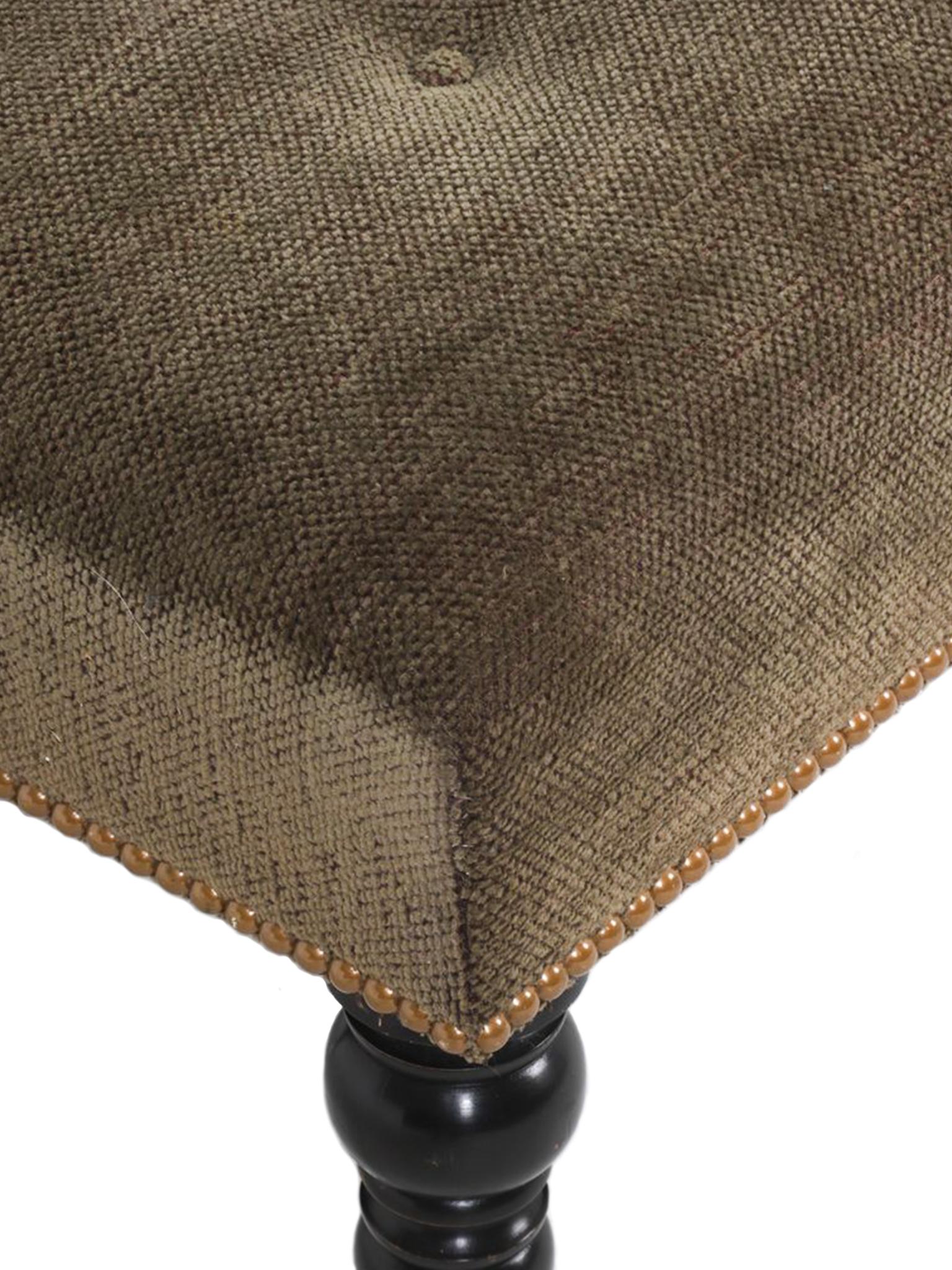 Brass George Smith Style Tufted Velvet Ottoman For Sale