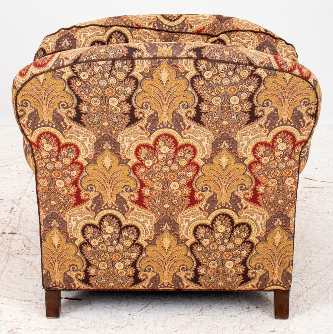 Fabric George Smith Style Upholstered Club Chair and Ottoman