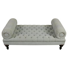 Vintage George Smith Tufted Bench with Turned Legs