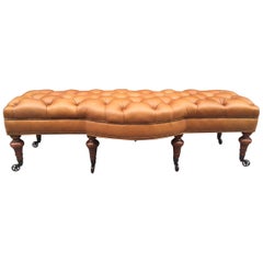 George Smith Tufted Leather Bench
