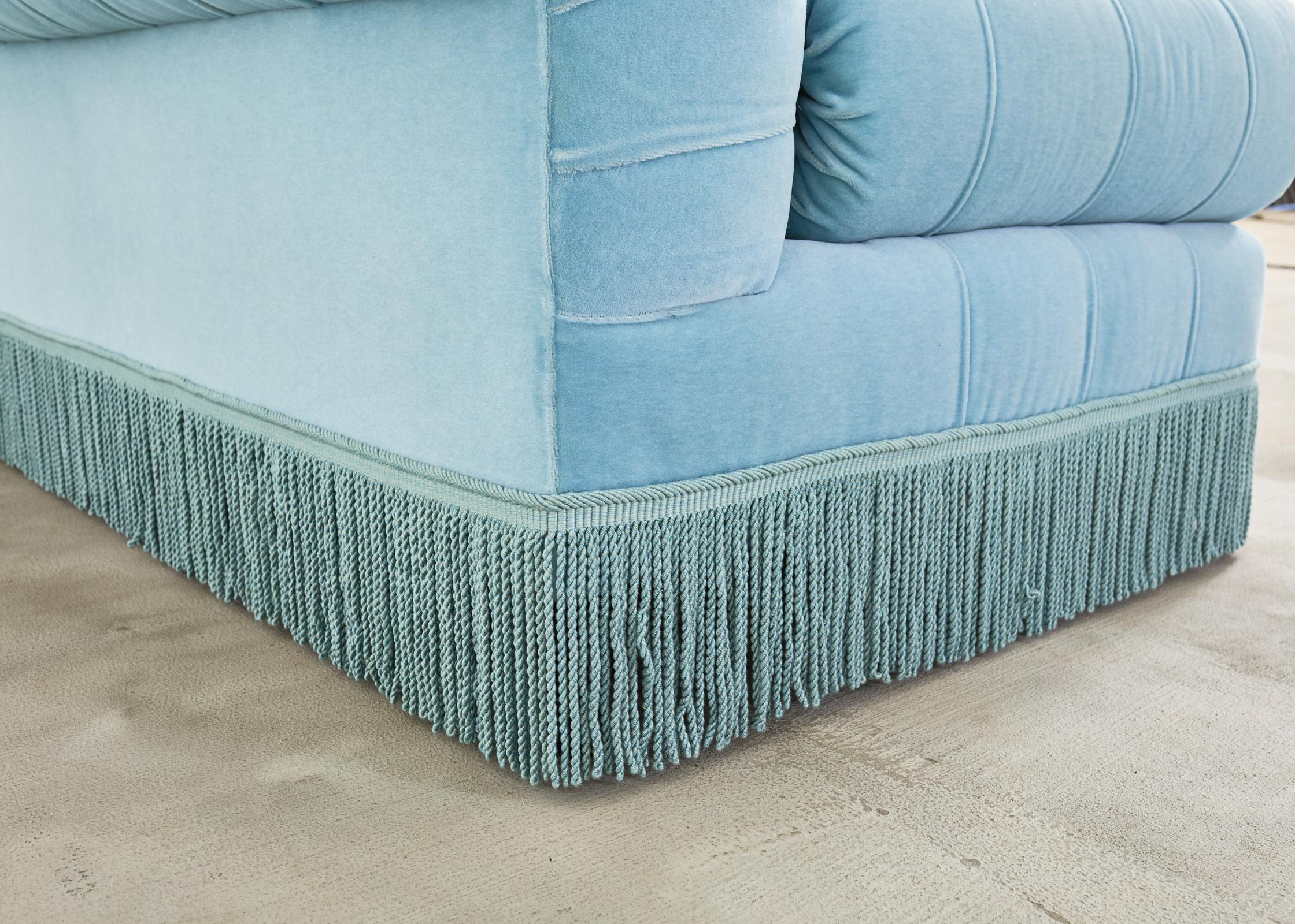 Divano componibile in velluto mohair trapuntato George Smith in vendita 6